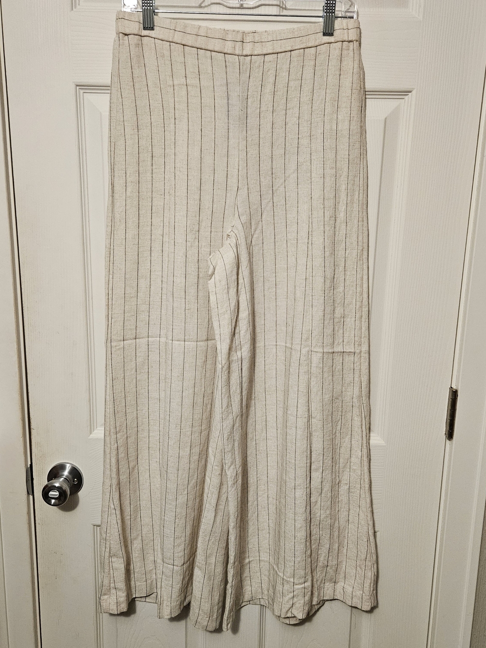 1. State Cream Wide-Leg Pinstripe Linen Pants Boho Festival Casual